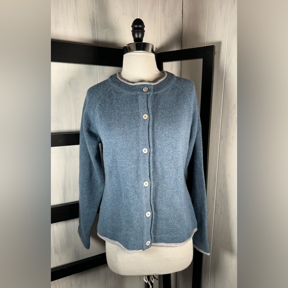 IrelandsEye Blue KILLINEY Wool & Cashmere Cardigan, Size Medium, New With Tags - Picture 1 of 11